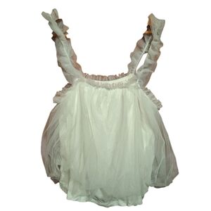 B Bungalows Easel White Chiffon Lace Tank Top Ladies Med CottageCore Boho Fairy